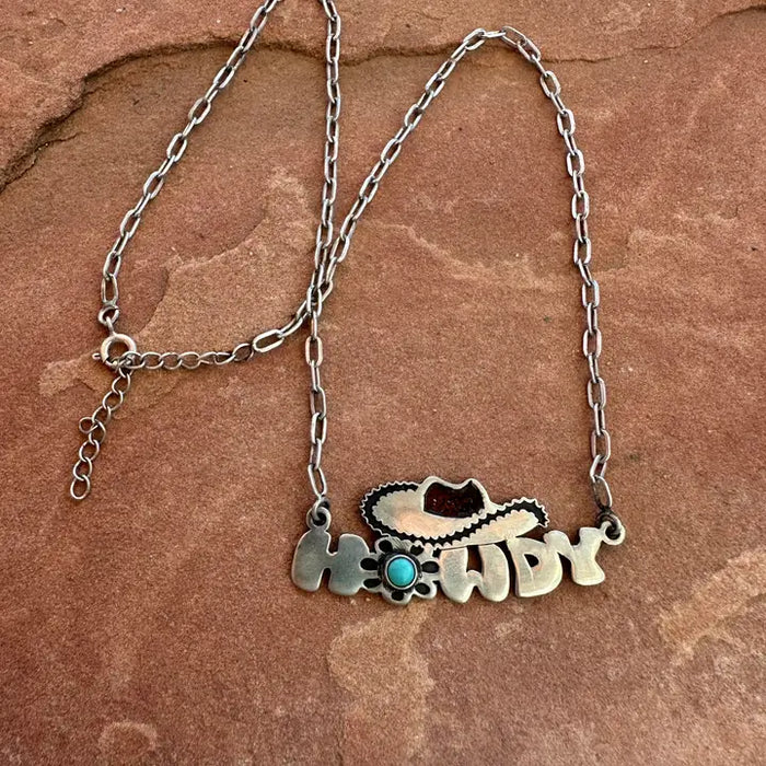 14" Howdy Sterling Siliver and Turquoise Necklace