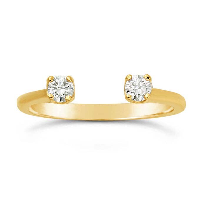 14K Yellow Gold Open Two-Stone Ring Mounting 3mm Round Faceted, 4 Prong Pre-Notched Blank Ring Size 7