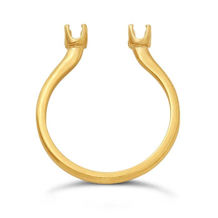 14K Yellow Gold Open Two-Stone Ring Mounting 3mm Round Faceted, 4 Prong Pre-Notched Blank Ring Size 7
