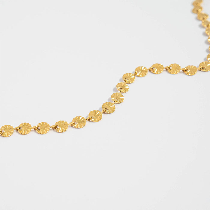18K Gold PVD Stainless Steel Sunburst Chain Necklace