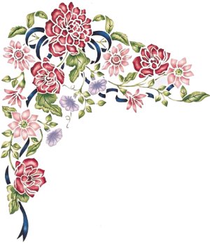 #908 Romantic Bouquet Corner Stencil