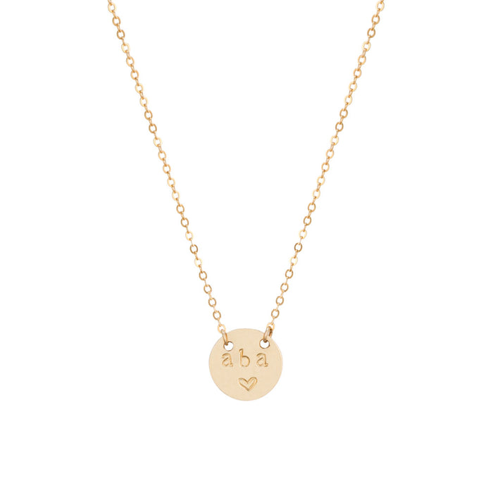 taudrey aba mini coin gold necklace handstamped with aba hispanic culture grandmother abuela mothers day gift