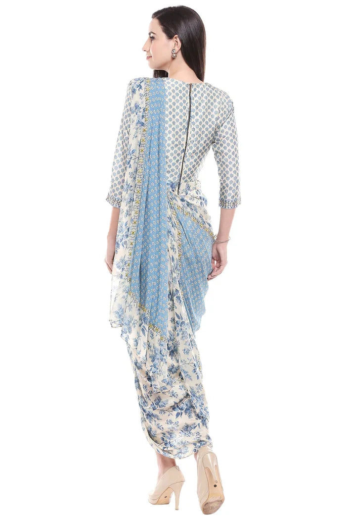 Applique Floral Drape Dress