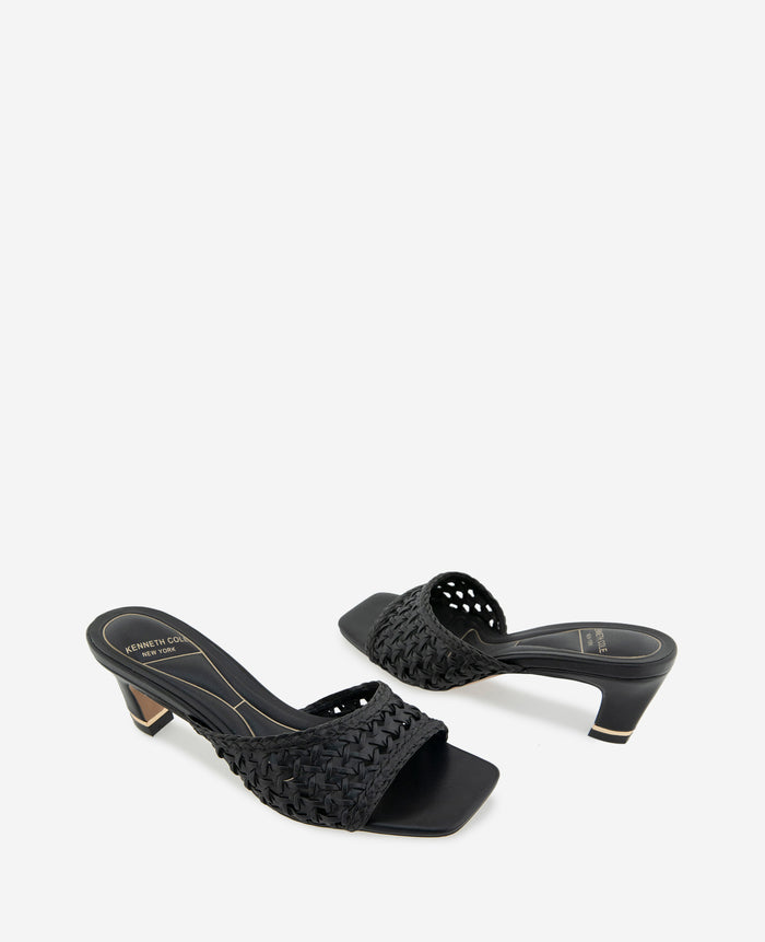 Arita Woven Leather Open Toe Heel
