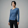 T-Shirt ajusté col asymétrique manches longues - Koreanxwear - Taille S