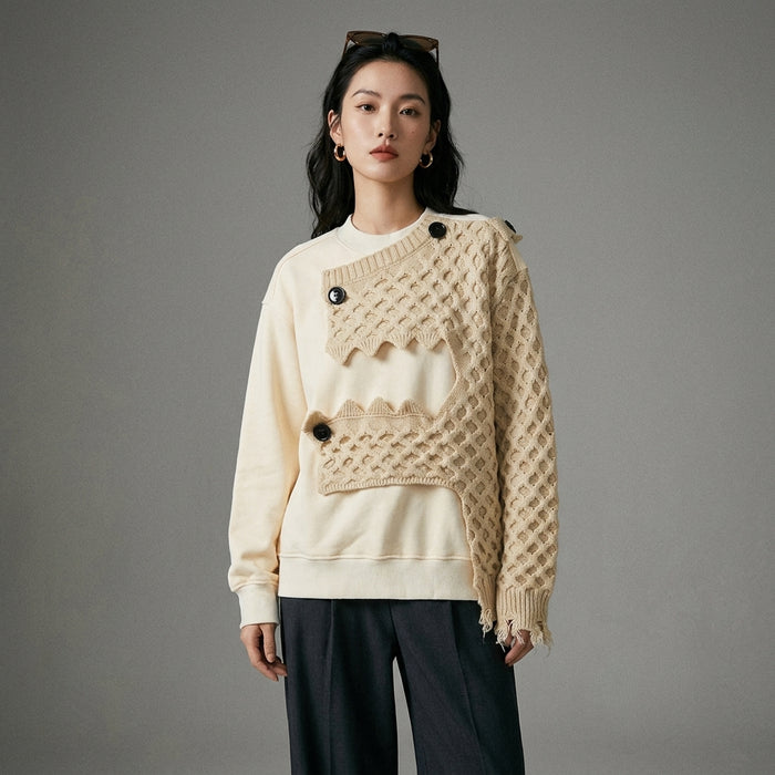Pull colorblock asymétrique femme K-fashion - Koreanxwear - Taille S