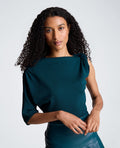 Asymmetrical Drape Neck Jersey Sweater