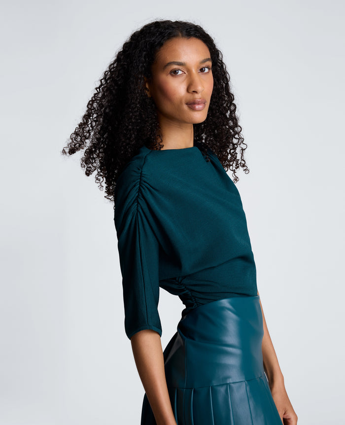 Asymmetrical Drape Neck Jersey Sweater