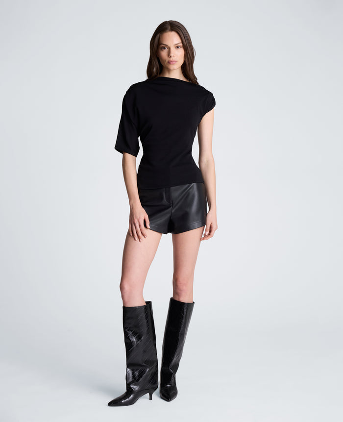 Asymmetrical Drape Neck Jersey Sweater