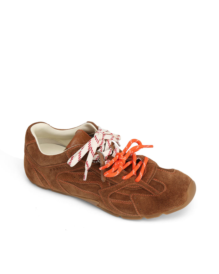 Atlas Tan Suede Sneakers - lace view