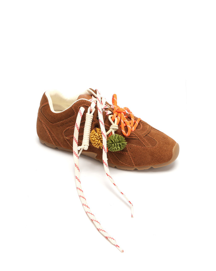 Atlas Tan Suede Sneakers - lace style view