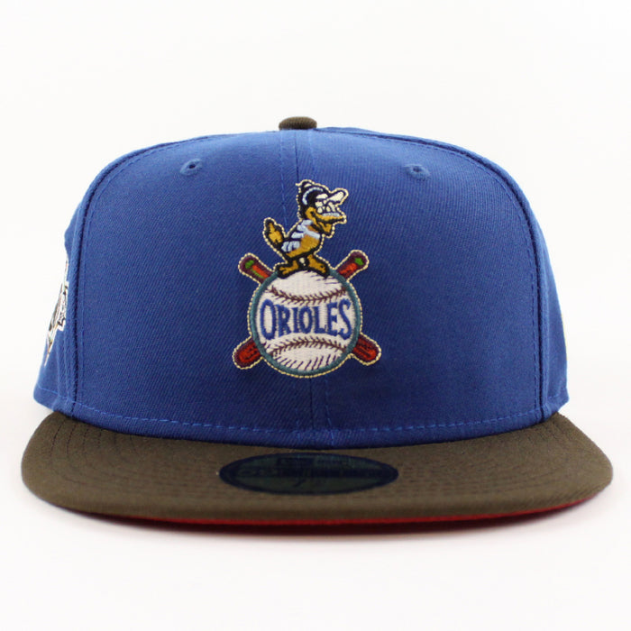 Baltimore Orioles 60th Anniversary 59Fifty New Era Fitted Hat (Glow in the Dark SONGBIRD BLUE WALNUT PINOT RED Under Brim)