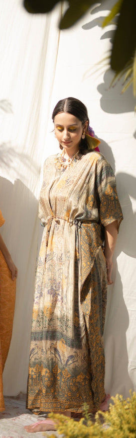 Banarasi Grey Long Kaftan