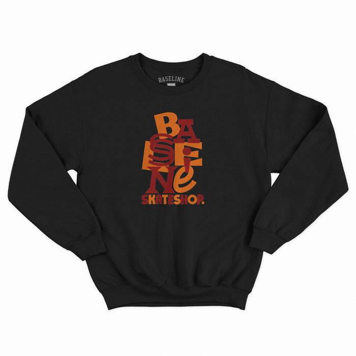 Baseline - New Stacked Logo Crew (Black/Red & Orange)