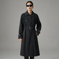 Manteau long en jean noir ceinturé pour femme - Streetwear K-fashion - Taille XS