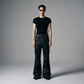 Pantalon denim noir délavé coupe droite - Mode coréenne - Taille M