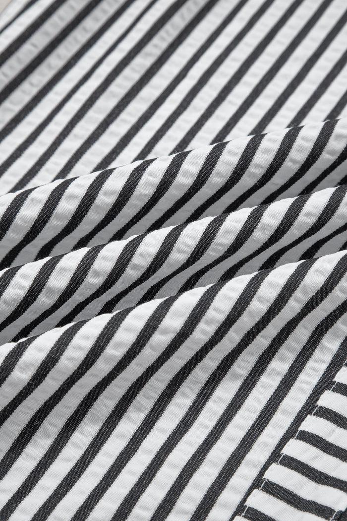 Black Stripe Wide Leg Casual Pants