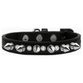 Mirage Pet Products COLLARS 10" Black with Bling & Silver Spikes Dog Collar