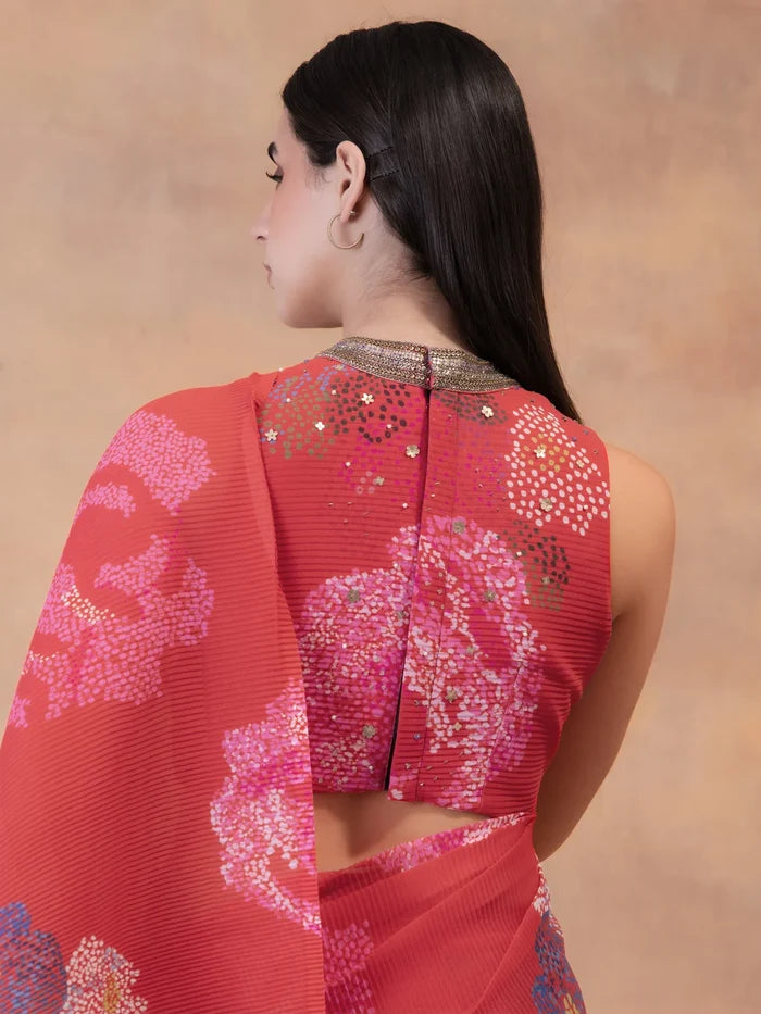 Blush Bloom Pre-Draped Saree Singapore