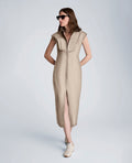 Bodice Pleat Midi Shirt Dress