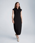 Bodice Pleat Midi Shirt Dress