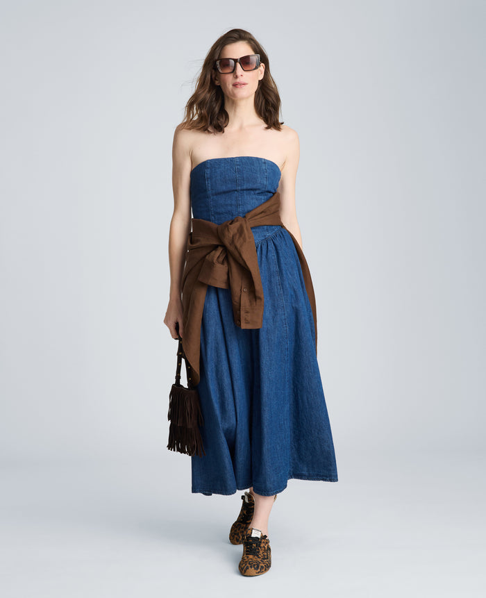 Bustier Strapless Denim Dress