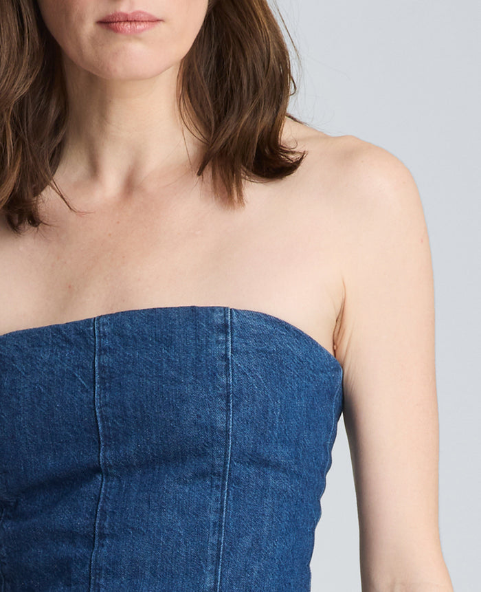 Bustier Strapless Denim Dress