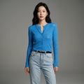 Top tricoté à manches longues noir avec boutons - Koreanxwear - Taille One Size