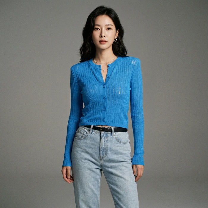 Top tricoté à manches longues noir avec boutons - Koreanxwear - Taille One Size