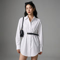 Chemise blanche mi-longue en coton, style K-fashion élégant - Koreanxwear - Taille S