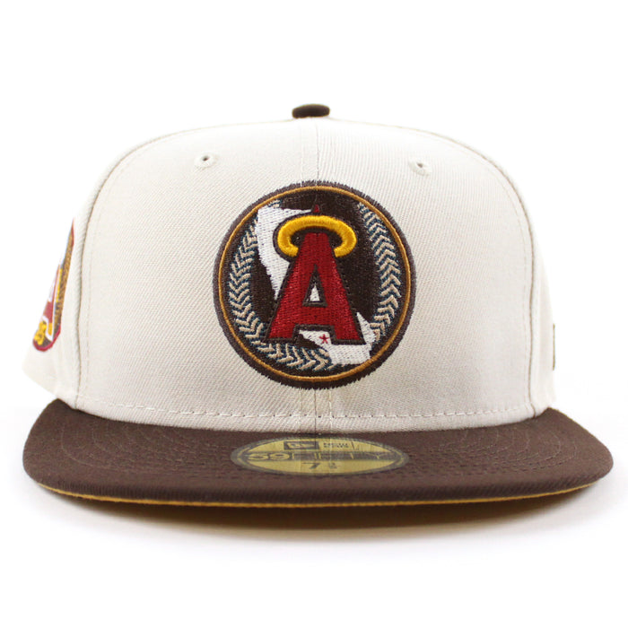 California Angels 25th Anniversary New Era 59Fifty Fitted Hat (GITD STONE BURNT WOOD PANAMA TAN UNDER BRIM)