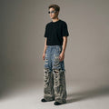 Jean camouflage homme streetwear - Denim bleu, taille mi-haute, K-fashion - Taille S
