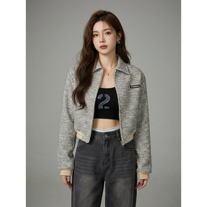 Veste baseball décontractée femme grise - K-fashion - Taille S
