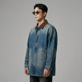 Veste en jean délavée et color block, coupe ample - Koreanxwear - Taille M