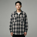 Chemise à carreaux oversize grise - Mode Coréenne Streetwear - Taille M