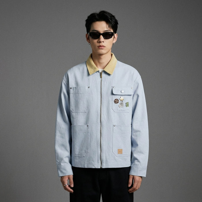 Veste streetwear bicolore homme - Mode Coréenne décontractée - Taille M