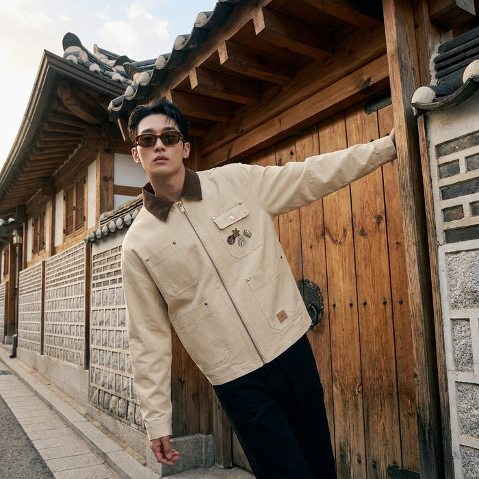 Veste streetwear bicolore homme - Mode Coréenne décontractée