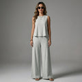 Ensemble débardeur et pantalon large fluide gris clair - Koreanxwear - Taille S