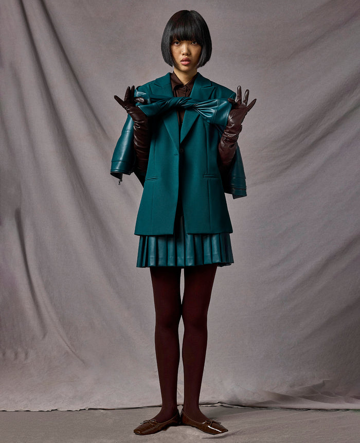 Center Back Zip Mini Pleated Skirt