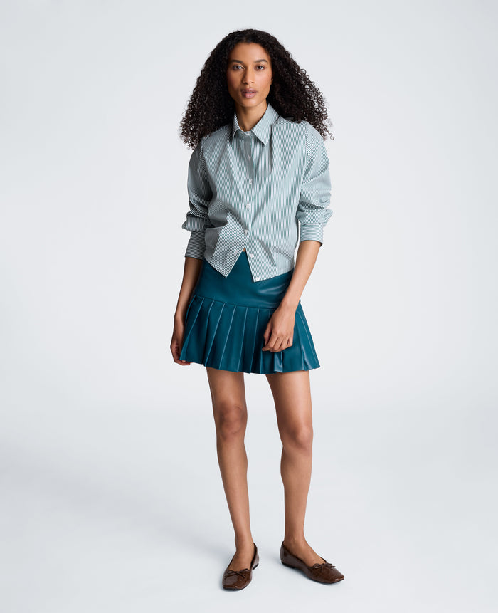 Center Back Zip Mini Pleated Skirt