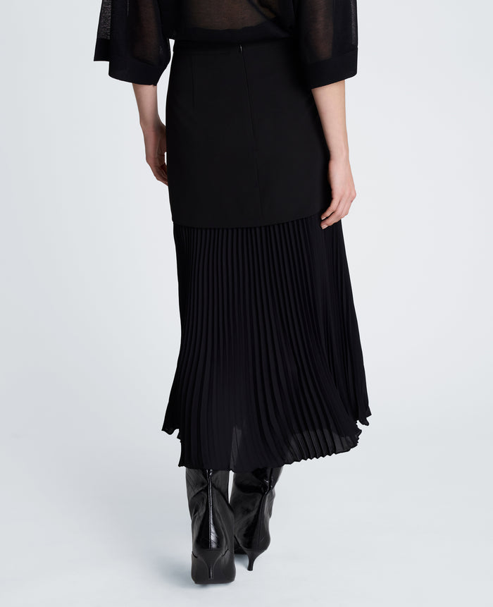 Center Back Zip Pleated Maxi Skirt