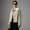 Veste courte à carreaux bicolore pour femme - K-fashion chic - Taille XS