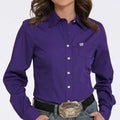 Cinch Women's L/S Solid Purple Western Button Down Shirt