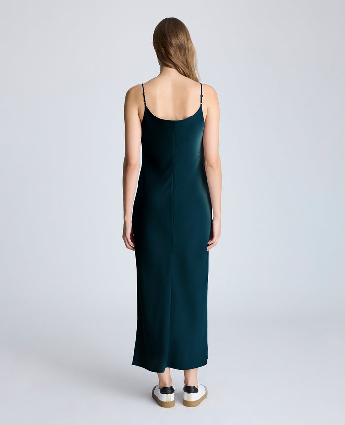 Cowl Neck Side Slit Maxi Slip Dress