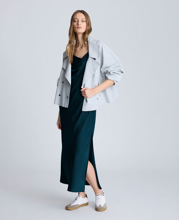 Cowl Neck Side Slit Maxi Slip Dress