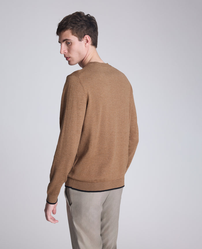 Crew Neck Sweater with Tipping Details