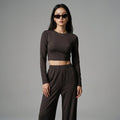 Ensemble Crop Top et Pantalon ajusté K-fashion noir - Koreanxwear - Taille S