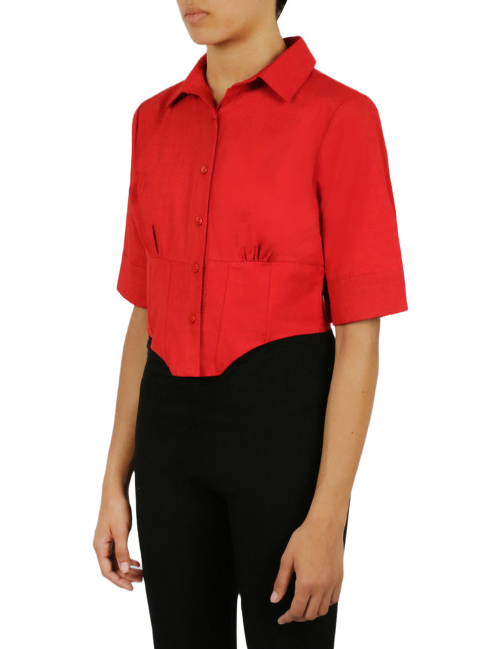 Cropped Corseted Shirt