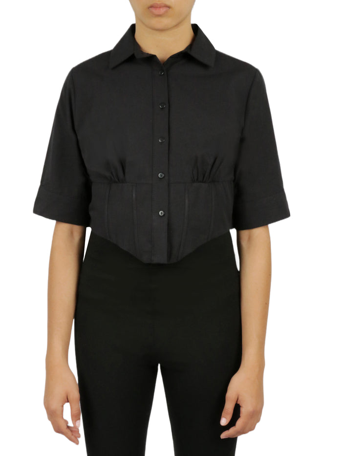 Cropped Corseted Shirt