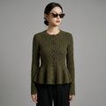 Pull court vert foncé col rond ceintré - Koreanxwear - Taille S